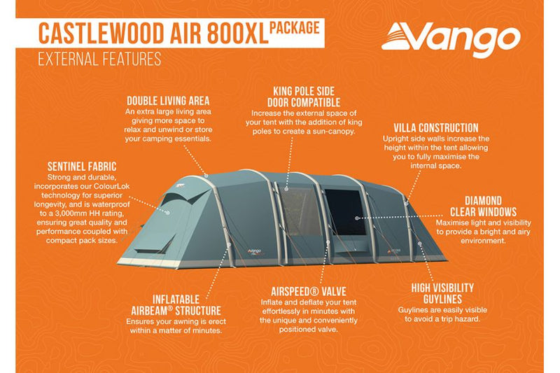 Vango Castlewood Air 800XL Package - INCLUDES FREE CARPET & FOOTPRINT